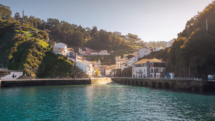 Naklejka premium Most famous sight of the tourist town of Cudillero on the western coast of Asturias, Spain