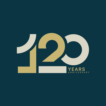 120 Year Anniversary Logo, Golden Color, Vector Template Design element for birthday, invitation, wedding, jubilee and greeting card illustration.