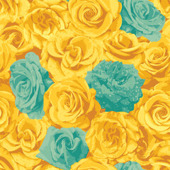 seamless vector pattern with flowers roses. Repeating background. Vector texture on the theme of nature. Wallpaper, wrapping paper, fabric