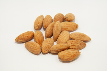 almonds on white background