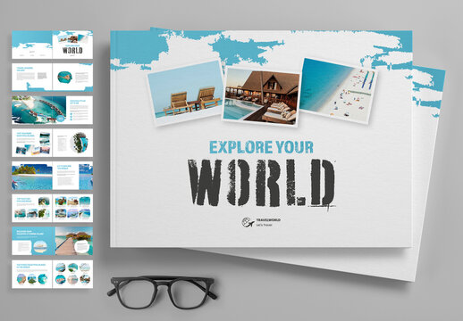 Travel Agency Brochure Layout with Blue Accents