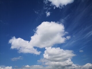 Fototapeta na wymiar Clear sky and fluffy clouds nature landscape 
