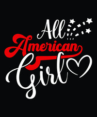 ALL AMERICAN GIRL BASIC TYPOGRAPHY T-SHIRT DESIGN