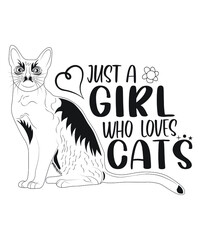 JUST A GIRL WHO LOVES CAT VECTOR CUSTOMIZED T-SHIRT DESIGN