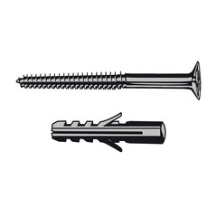 screw and dowel, vector illustration