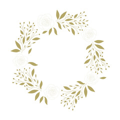 Fototapeta premium golden floral wreath, rose flowers