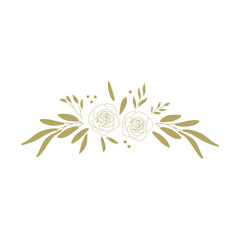 golden floral wreath, rose flowers