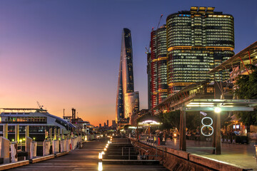 Barangaroo zonsondergang, Sydney, Australië 2022