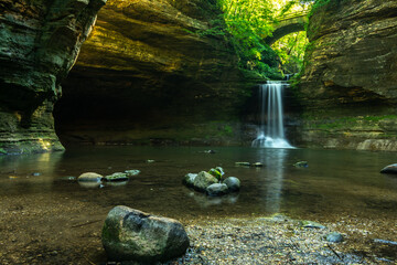 Cascade Falls on a Summer morning.  Matthiessen State Park, Illinois, USA..