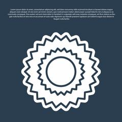 Blue line Sun icon isolated on blue background. Vector