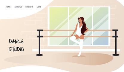 Dance studio, dance teacher or choreographer in ballet studio web banner or landing page © iryna