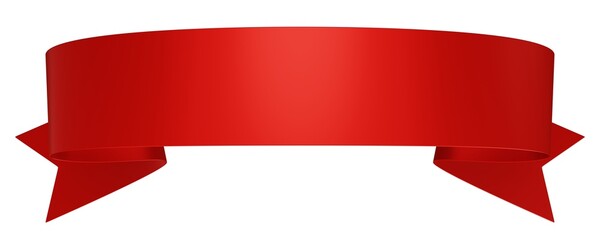 Red ribbon on white background. 3d rendering. For birthday or valentine.