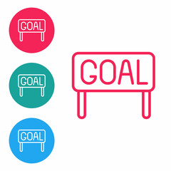 Red line Goal soccer football icon isolated on white background. Set icons in circle buttons. Vector