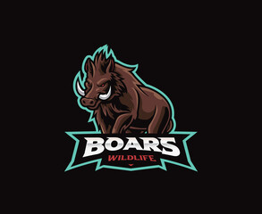 Wild boar mascot logo design
