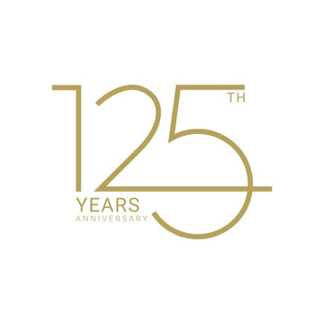 125 Year Anniversary Logo, Golden Color, Vector Template Design element for birthday, invitation, wedding, jubilee and greeting card illustration.