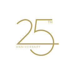 25 Year Anniversary Logo, Golden Color, Vector Template Design element for birthday, invitation, wedding, jubilee and greeting card illustration.
