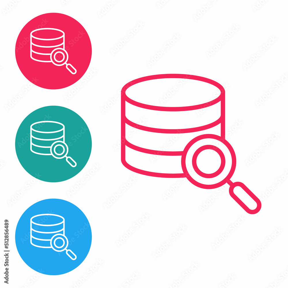 Poster red line server, data, web hosting icon isolated on white background. set icons in circle buttons. v