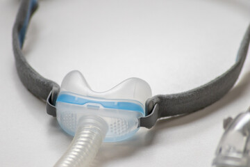 CPAP mask as full face mask  or nose mask against obstructive sleep apnea helps patients respirator...