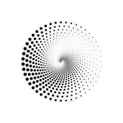 Dot circle logo halftone background. Vector illustration.