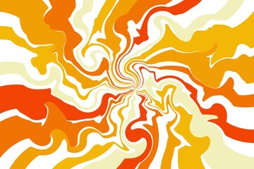 Yellow, orange, and white retro sunburst twist pattern background. Vector illustration.