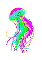Beautiful jellyfish smiling whit cheerful colors.