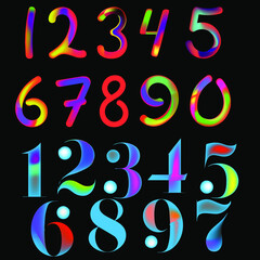 
rainbow colored vector numerals and numbers design