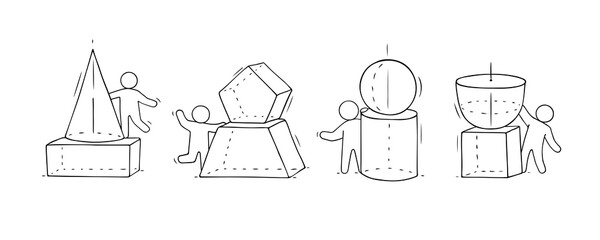 Fototapeta na wymiar Cartoon set with different geometry figures.