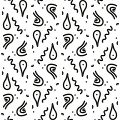 Vector pattern with black graphic elements. Doodle pattern for textiles, fabrics, posters.