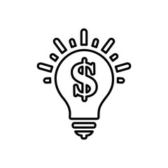 Bulb, dollar, business line icon. Outline vector.