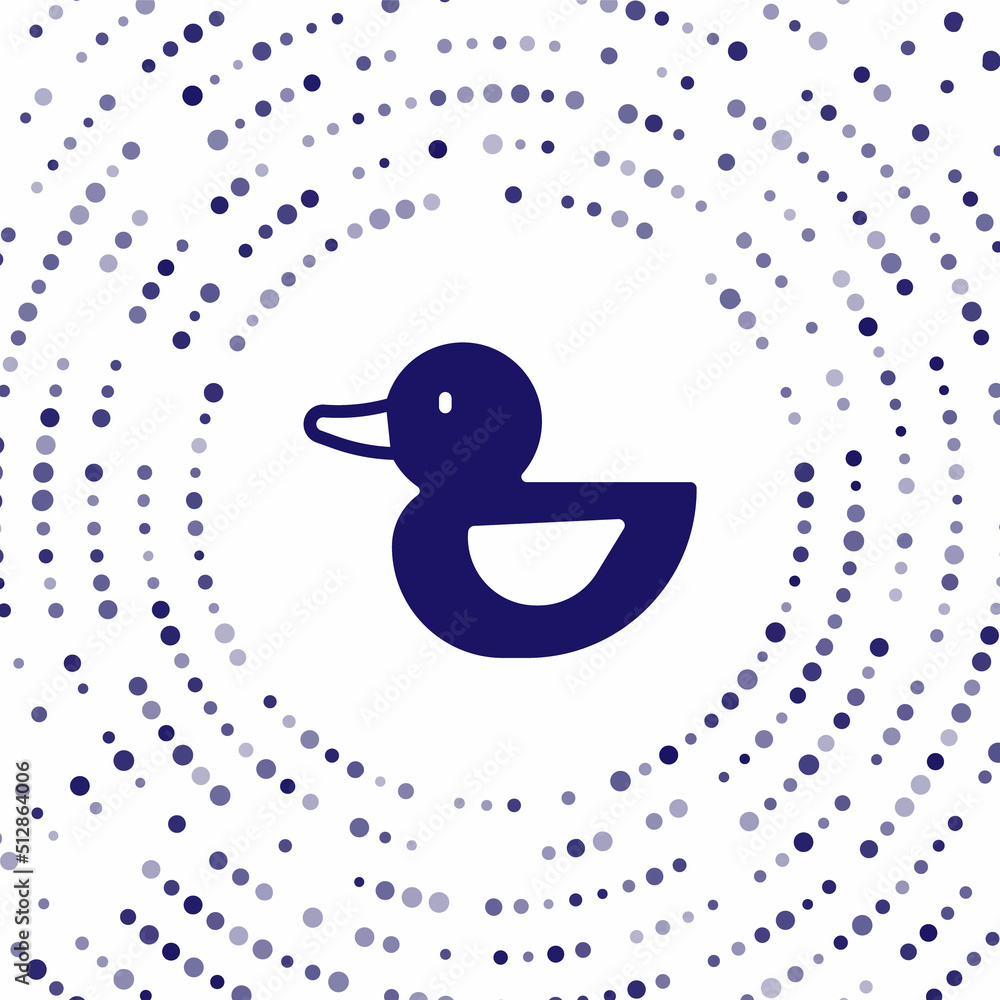 Poster blue rubber duck icon isolated on white background. abstract circle random dots. vector