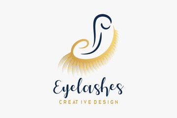 Eyelash logo with eyelash silhouette in creative concept s shape, logo for make up or beauty salon