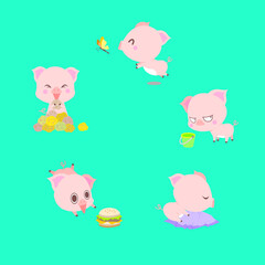 A cute pig who likes butterflies, potatoes, hamburgers, and cushions
