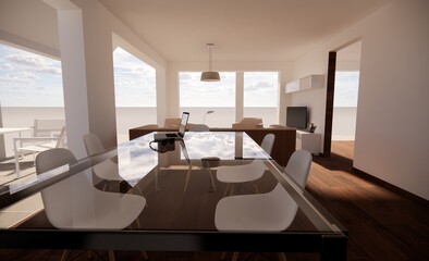 Modern interior living room concept 3d illustration ambient render