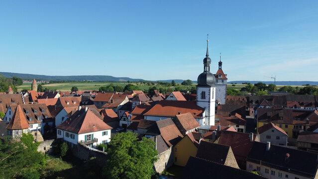 aerial panorama of the beautiful bavarian town of Prichsenstadt