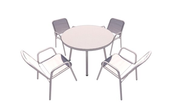 Chairs and table furniture garden concept 3d render illustration template