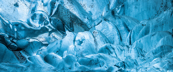 incredible blue ice structures in an icelandic ice cave