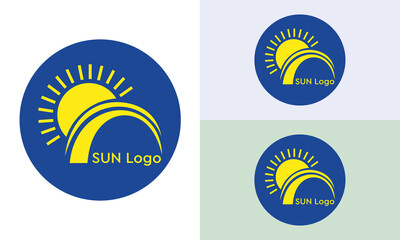 Sun shining icon - sunset view logo vector file