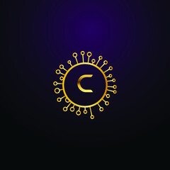Naklejka premium Premium luxury Vector elegant gold and font Letter C Template for company logo with monogram element 3d Design