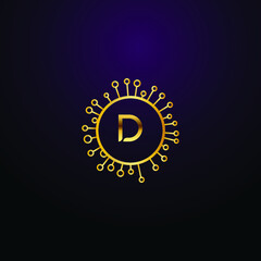 Premium luxury Vector elegant gold and  font Letter D Template for company logo with monogram element 3d Design