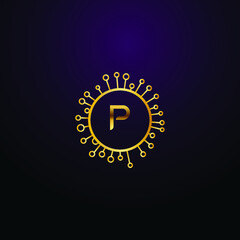 Premium luxury Vector elegant gold and  font Letter P Template for company logo with monogram element 3d Design