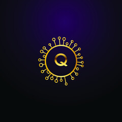 Premium luxury Vector elegant gold and  font Letter Q Template for company logo with monogram element 3d Design