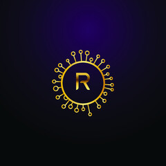 Fototapeta premium Premium luxury Vector elegant gold and font Letter R Template for company logo with monogram element 3d Design