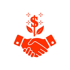 Obraz premium Business, deal icon. Orange vector design.