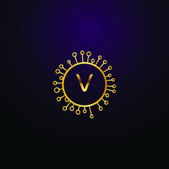 Fototapeta premium Premium luxury Vector elegant gold and font Letter V Template for company logo with monogram element 3d Design