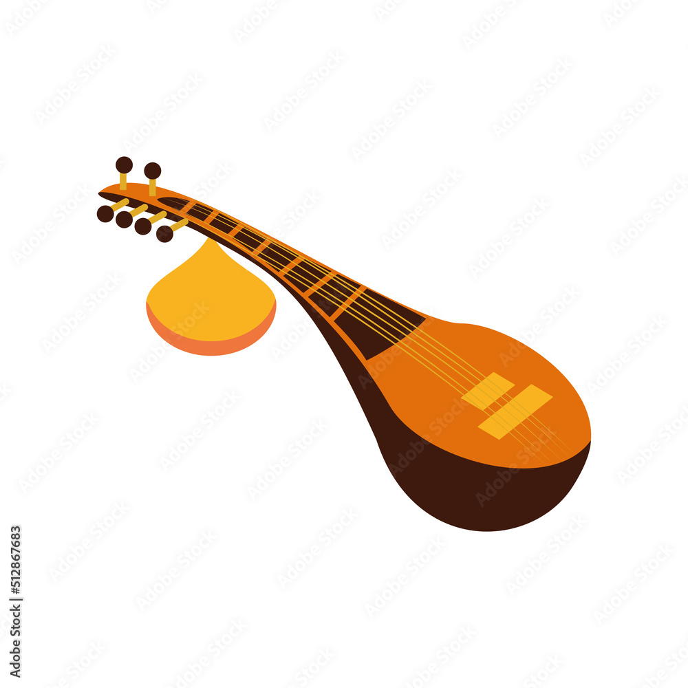 Sticker sitar india music instrument