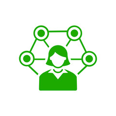 Fototapeta premium Business, female icon. Green vector design.
