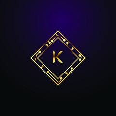 Premium luxury Vector elegant gold and  font Letter K Template for company logo with monogram element 3d Design