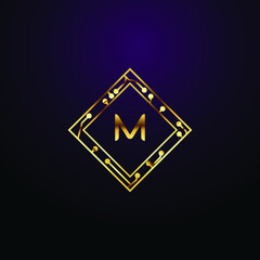 Premium luxury Vector elegant gold and  font Letter M Template for company logo with monogram element 3d Design
