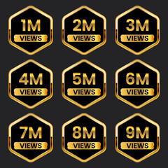 1 million to 9 million plus views celebration thumbnail design vector, 1m plus views