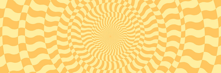 Vector abstract background. Simple illustration with optical illusion, op art. Long horizontal banner.